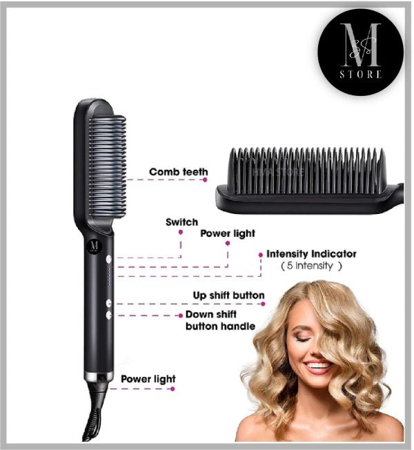 Electric Hair Straightening & Curling Comb/brush – Dual-purpose Professional Hair Styler