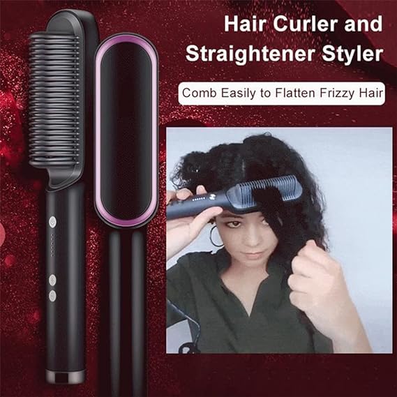Electric Hair Straightening & Curling Comb/brush – Dual-purpose Professional Hair Styler