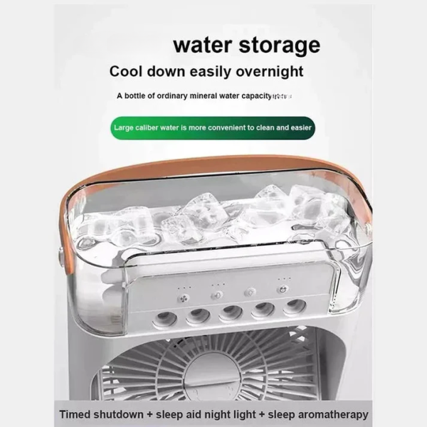 USB-Powered Portable Air Conditioner Fan with LED Night Light, Fine Mist Spray, and Humidifier Function