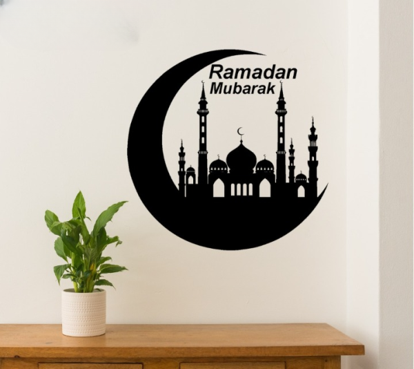 Ramzan Mubarak Islamic Calligraphy Wall Art – Elegant Spiritual Décor for Home & Ramadan Celebrations