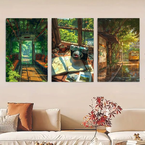 Set of 3 Nature-Inspired Wooden Frames with Reusable Sticky Tiles"