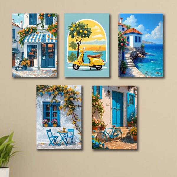 Set Of 5 Italian Art Themed Wall Photo tiles | Frames For Wall Home And Girls Room Decoration