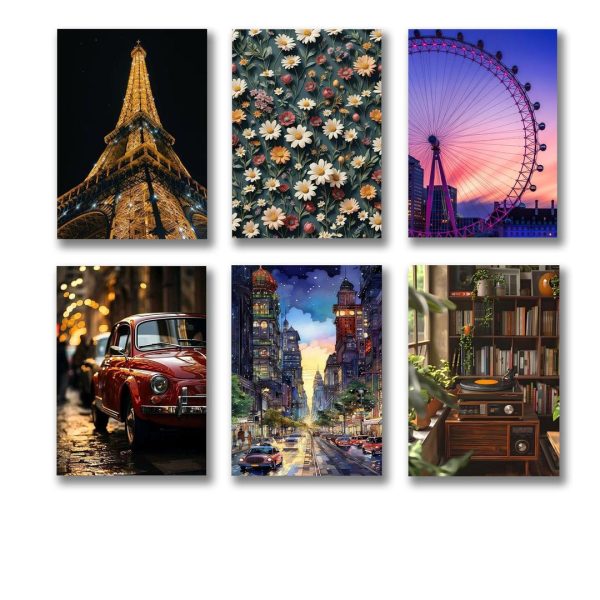 Set Of 6 beautiful Wooden wallpaper Frames For Wall Decoration | Sticky Photo Tiles