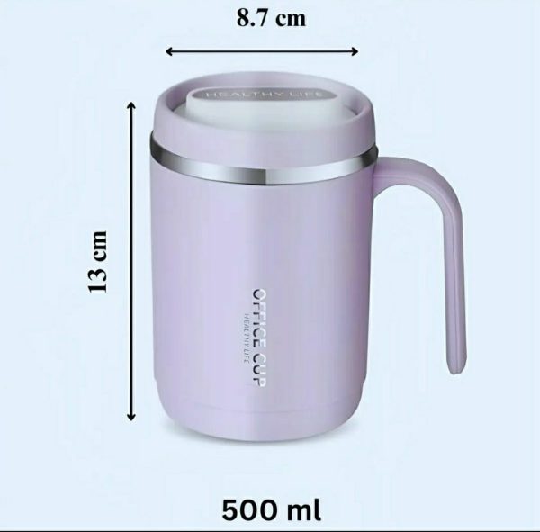 500 ml Stainless Steel Coffee Mug | Insulated Coffee Mug With Handle | Premium Clear Cap Mug With Lid