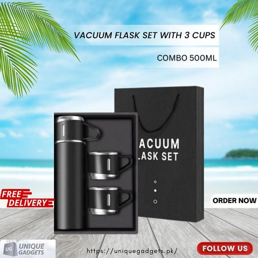 Stainless Steel Vacuum Flask Set. Vacuum Insulated Bottle