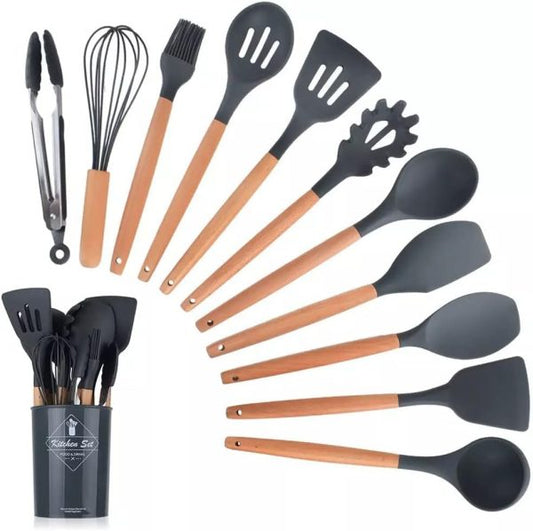 12 Pcs Silicone Cooking Utensil Set | Heat Resistant Kitchen Non Toxic utensils