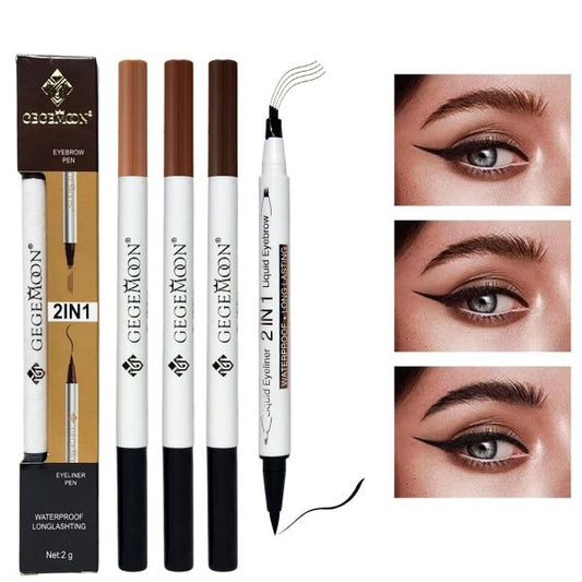 1 pc Gegemoon Waterproof 2 In 1 Long Lasting Liquid Eyeliner & Liquid Eyebrow Pencil | Copy