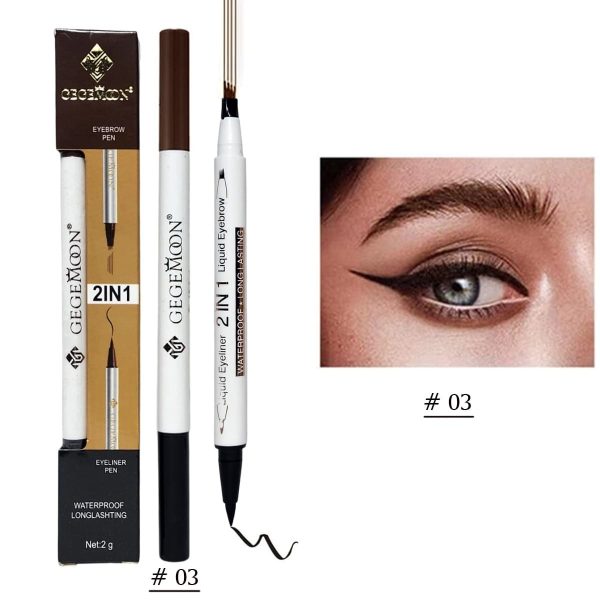 1 pc Gegemoon Waterproof 2 In 1 Long Lasting Liquid Eyeliner & Liquid Eyebrow Pencil | Copy