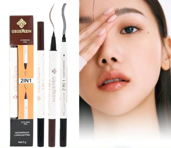 1 pc Gegemoon Waterproof 2 In 1 Long Lasting Liquid Eyeliner & Liquid Eyebrow Pencil | Copy