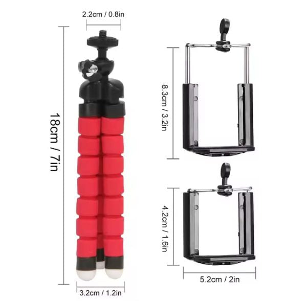 Adjustable Octopus Tripod Plus Mobile Holder | Flexible Tripod Stand With Mobile Holder