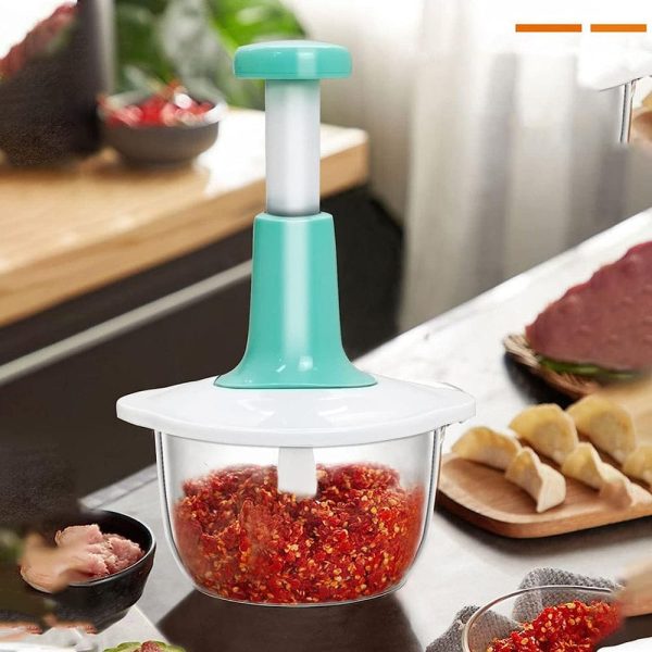 Manual Hand Push Chopper | Multi-functional Vegetable Meat Grinder, Grater, Chopper -2l