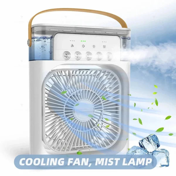 USB-Powered Portable Air Conditioner Fan with LED Night Light, Fine Mist Spray, and Humidifier Function