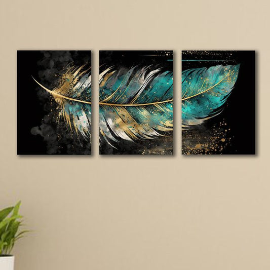 Set of 3 Wooden Leaf Art Frames with Stick-On Photo Tiles