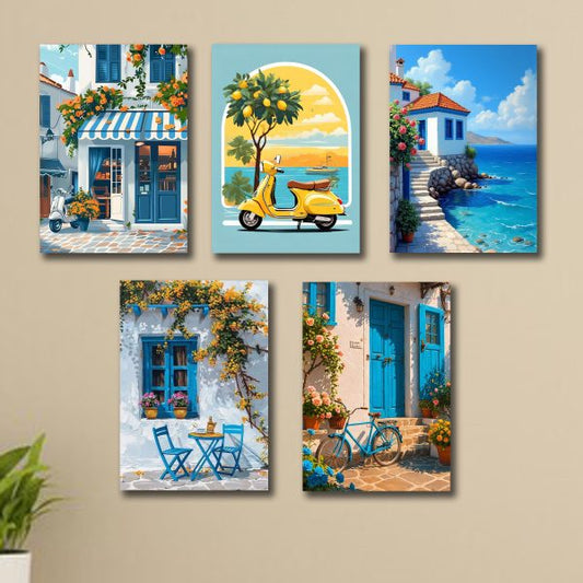 Set Of 5 Italian Art Themed Wall Photo tiles | Frames For Wall Home And Girls Room Decoration