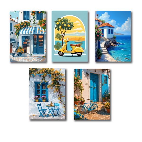 Set Of 5 Italian Art Themed Wall Photo tiles | Frames For Wall Home And Girls Room Decoration