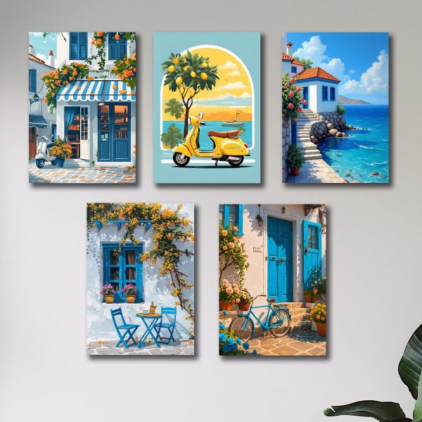 Set Of 5 Italian Art Themed Wall Photo tiles | Frames For Wall Home And Girls Room Decoration