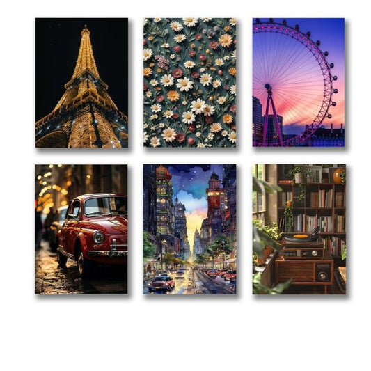 Set Of 6 beautiful Wooden wallpaper Frames For Wall Decoration | Sticky Photo Tiles